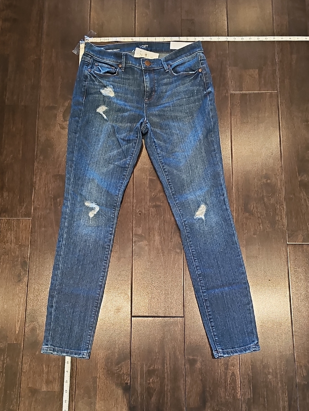 LOFT Blue Distressed Skinny Jeans